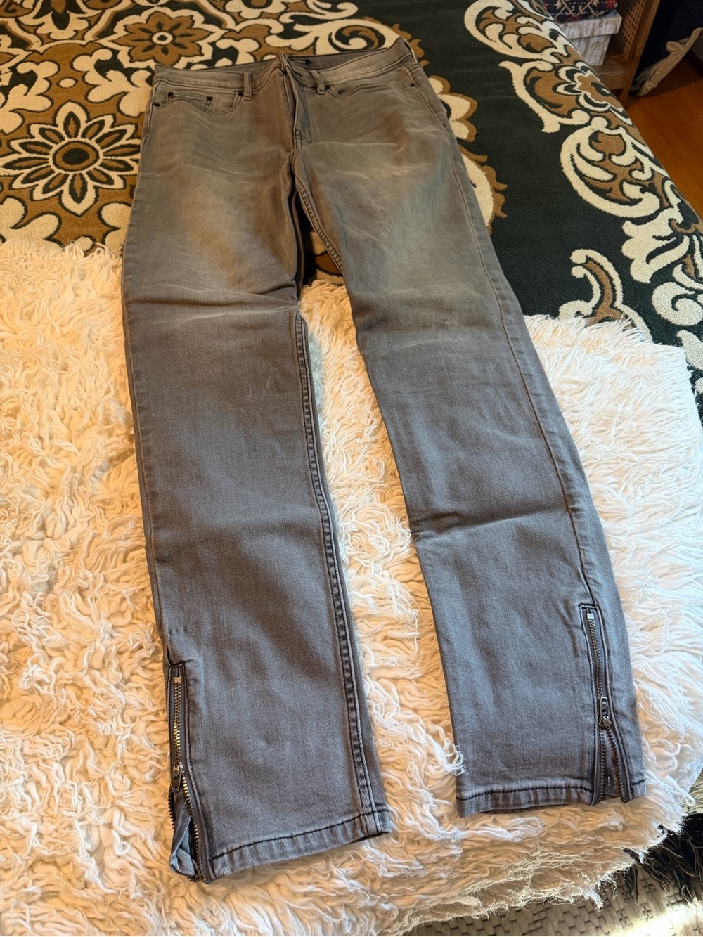 Calvin Klein Jeans Grey Skinny Zip-Hem Jeans